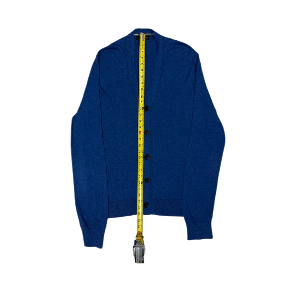 Banana Republic silk cashmere blend blue knit v neck cardigan sweater men large